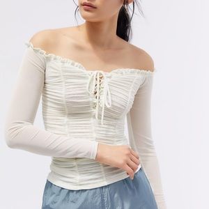Urban Outfitters Ruched Lace Up Top